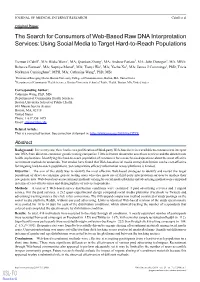 The Search for Consumers of Web-Based Raw DNA Interpretation Services: Using Social Media to Target Hard-To-Reach Populations