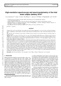 Arxiv:2002.08690V1 [Astro-Ph.EP] 20 Feb 2020 Observations Or Through Lunar Eclipses