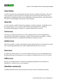Forms of Government (World General Knowledge)