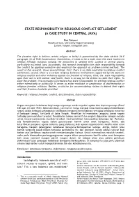 State Responsibility in Religious Conflict Setllement (A Case Study in Central Java)