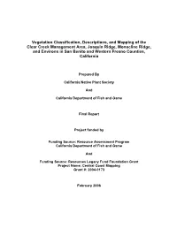 Vegetation Classification, Descriptions, and Mapping of The