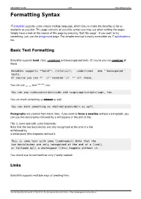 Formatting Syntax Formatting Syntax