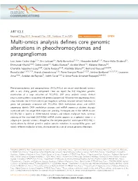 Multi-Omics Analysis Defines Core Genomic Alterations in Pheochromocytomas and Paragangliomas