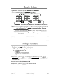 Operating Systems Privileged Instructions