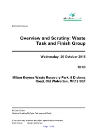 Overview and Scrutiny: Waste Task and Finish Group