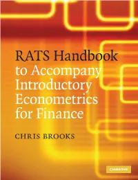 RATS Handbook to Accompany Introductory Econometrics for Finance