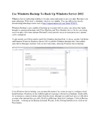 Use Windows Backup to Back up Windows Server 2012