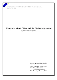 Bilateral Trade of China and the Linder Hypothesis: a Gravity Model Approach