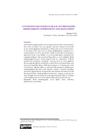 Contending Discourses of Black Autobiography: Respectability, Authenticity, and Masculinity
