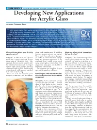 Developing New Applications for Acrylic Glass