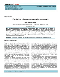 Evolution of Menstruation in Mammals