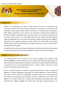 Hydro33 Is a Hypochlorous Acid (HOCI) Solution Which Also Known As Electrolysed Water Containing Monovalent Chlorine That Acts As an Oxidizing Or Reducing Agent