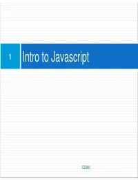 Intro to Javascript