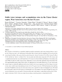 Stable Water Isotopes and Accumulation Rates in the Union