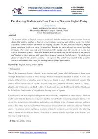 Familiarizing Students with Basic Forms of Stanza in English Poetry