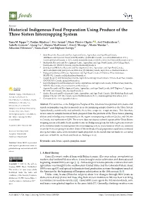 Historical Indigenous Food Preparation Using Produce of the Three Sisters Intercropping System