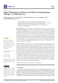 Light Technology for Efficient and Effective Photodynamic