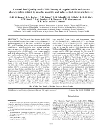 National Beef Quality Audit–2000: Survey of Targeted Cattle and Carcass Characteristics Related to Quality, Quantity, and Value of Fed Steers and Heifers1
