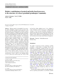Relative Contributions of Neutral and Niche-Based Processes to the Structure of a Desert Grassland Grasshopper Community