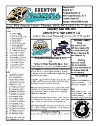 Saturday, June 19Th, 2021 June 2 @ Pirates (PPD) Game #8 of 44 / Away Game #4 (1-2) 4 Vs