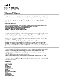 Unit 4 Content Area: Social Studies Course(S): Generic Course Time Period: Generic Time Period Length: Grade 5 Status: Published Unit Overview (Content)