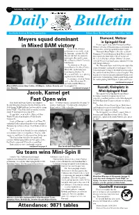 9871 Tables Meyers Squad Dominant in Mixed BAM Victory Jacob, Kamel Get Fast Open Win Gu Team Wins Mini-Spin II