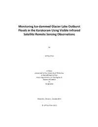 Monitoring Ice-Dammed Glacier Lake Outburst Floods in the Karakoram Using Visible-Infrared Satellite Remote Sensing Observations