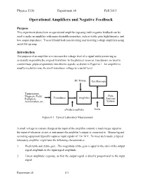 Operational Amplifiers and Negative Feedback