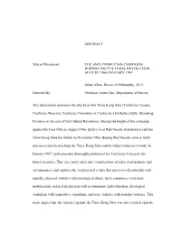 ABSTRACT Title of Document: the ANTI-CONFUCIAN CAMPAIGN