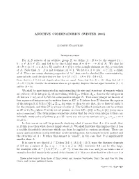 Andrew Granville Introduction for A, B Subsets of an Additive Group Z, We