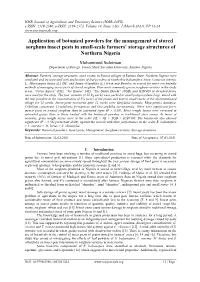 Application of Botanical Powders for the Management of Stored Sorghum Insect Pests in Small-Scale Farmers' Storage Structures