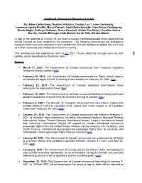 COVID-19: Emergency Measures Tracker By: Adam Goldenberg