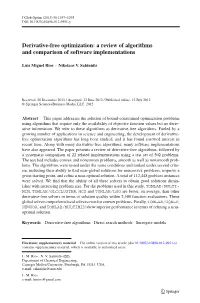 Derivative-Free Optimization: a Review of Algorithms and Comparison of Software Implementations