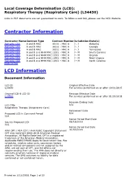 Local Coverage Determination for Respiratory Therapy