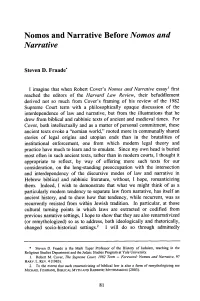 Nomos and Narrative Before Nomos and Narrative