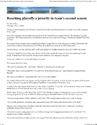 Reaching Playoffs a Priority in Team's Second Season