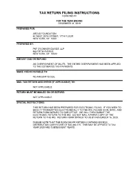 Tax Return Filing Instructions Form 990-Pf