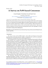 A Survey on Pow-Based Consensus