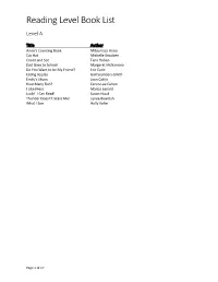 Book List by Reading Level