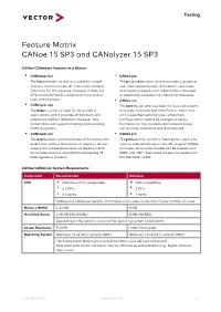 Canoe/Canalyzer Feature Matrix