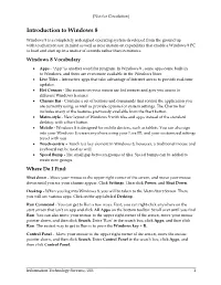 Introduction to Windows 8