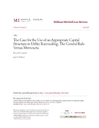 The Case for the Use of an Appropriate Capital Structure in Utili