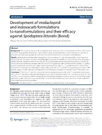 Development of Imidacloprid and Indoxacarb Formulations to Nanoformulations and Their Efficacy Against