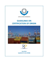 Guidelines on Certification of Origin