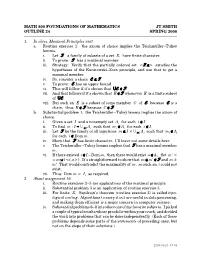 Math 800 Foundations of Mathematics Jt Smith Outline 24 Spring 2008