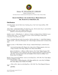 View Selected Bibliography of Resources on Dr. Martin Luther King