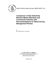 Comparison of Size Selectivity Between Marine Mammals and Commercial Fisheries with Recommendations for Restructuring Management Policies