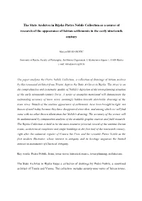 The State Archives in Rijeka Pietro Nobile Collection As a Source of Research of the Appearance of Istrian Settlements in the Early Nineteenth Century