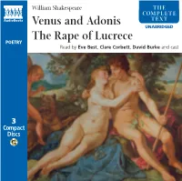 Venus and Adonis the Rape of Lucrece