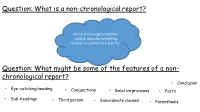 What Is a Non-Chronological Report?